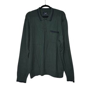 Abercrombie & Fitch Henley Sweater Long Sleeve Green with Navy Blue Trim XL NWT